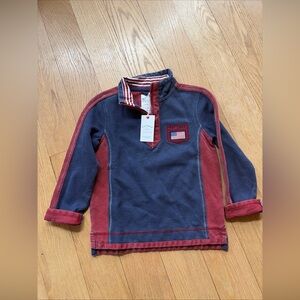 Fat Face AIRLIE USA Boys Quarter Zip Rugby Pullover 6-7 Years Red Blue NWT